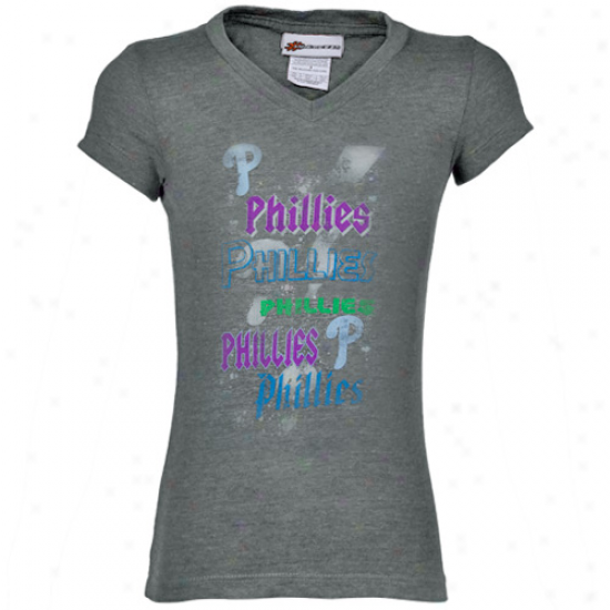 Philadelpiha Phillies Youth Girls Heather Funky Graphic T-shirt