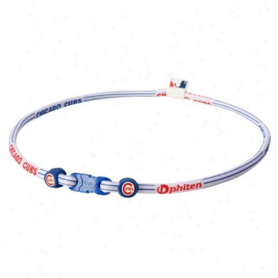 Phiten Chicago Cubs White-royal Blue Nylon X30 Titanium Necklace