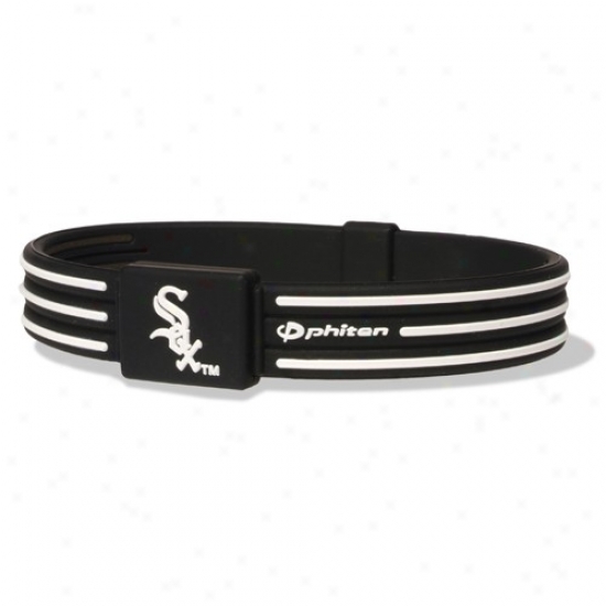 Phiten Chicago White Sox Dark Mlb Authhentic Collection Silicone-titanium S-type Bracelet