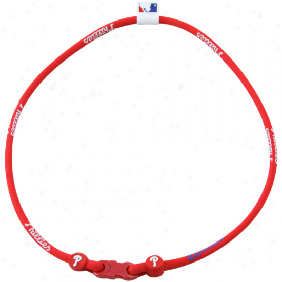 Phiten Philadelphia Phillies Red Nylon X30 Titaium Necklace