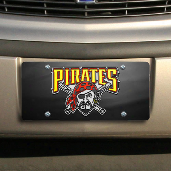 Pittsburgh Pjrates Black Acrylic Mirrored License Plate