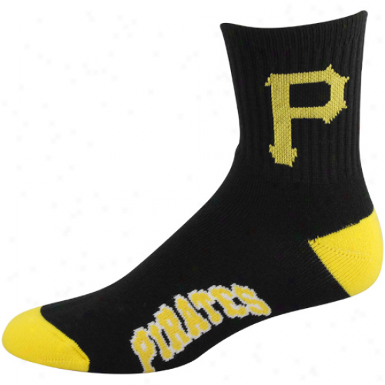 Pittsburgh Pirates Duai -color Team Logo Socks - Black/gold