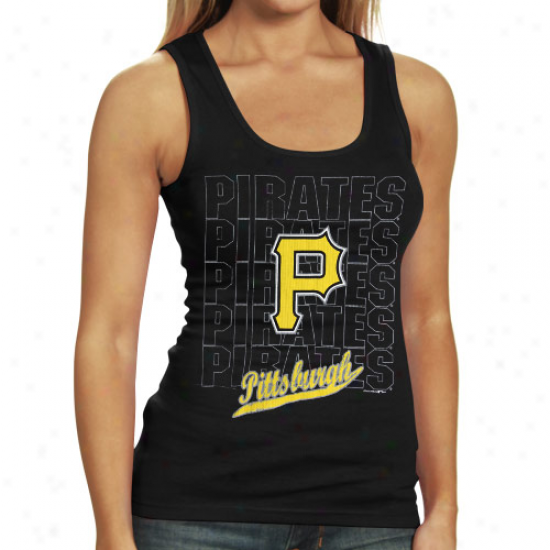 Pittsburgh Pirates Ladis Black Repeater Tank Top