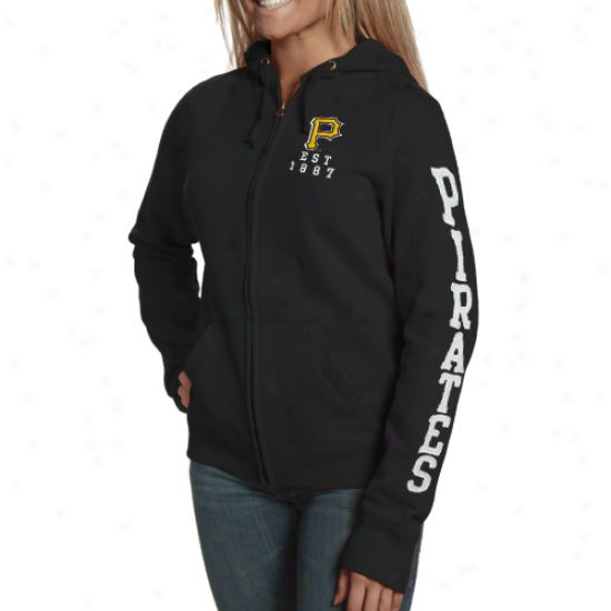 Pittsburgh Pirated Ladies Black Team Spirit Full Zip Hoody Sweatshirt