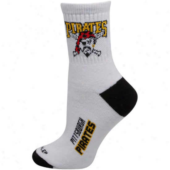 Pittsburgh Pirates Ladies White-black Dual-color Team Logo Crew Socks