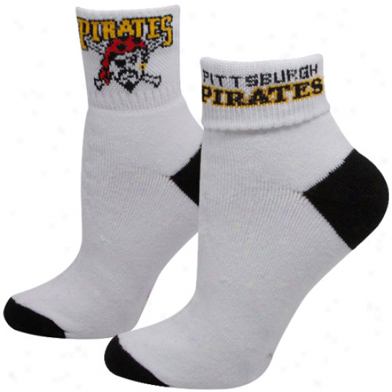 Pittsburgh Pirates Ladies White-black Roll-down Socks