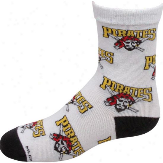 Pittsburgh Pirates Preschool Allover Crew Socks - White