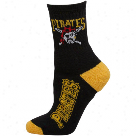 Pittsurgh Pirates Women's Team Logo Crew Socks - Black