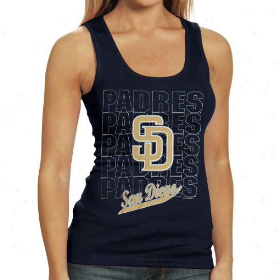 San Diego Padres Ladies Navy Blue Repeater Tank Top