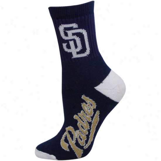 San Diego Padres Ladies Navy Blue-white Dual-color Team Logo Crew Socks