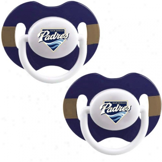 San Diego Padres Navy Blue-gold Striped 2-pack Team Logo Pacifiers