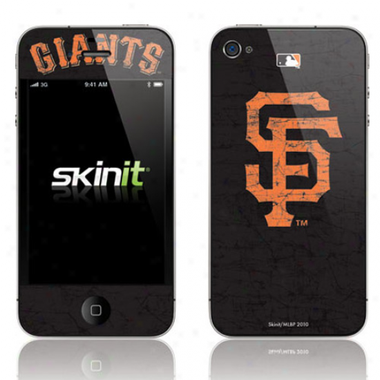 San Francisco Giants Black Iphone 4 Distressed Skin