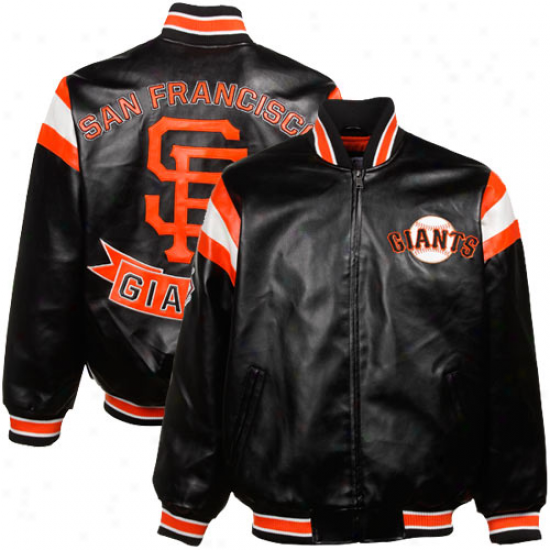 San Francisco Giants Black Pleather Varsity Full Zip Jacket