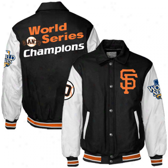 San Francisco Giants Black-white 2010 World Series Champions Wool/leather Jacket