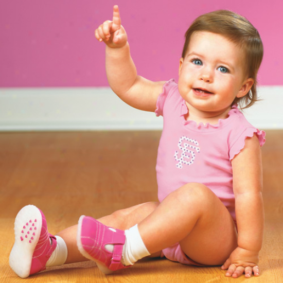 San Francisco Giants Infant Girls Pink Ruffle Logo Creeper