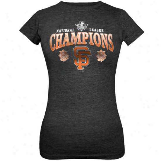 San Francisco Giants Ladies Heather Negro 2010 Nlcs Champions Triblend T-shirt