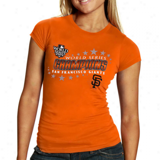 San Francisco Giants Ladies Orange 2010 World Series Champions Star T-shirt