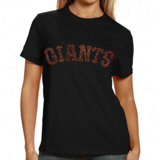 San Francisco Giants Ladies Sequin Jersey Logo Premium T-shirt - Black