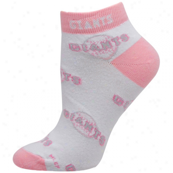 San Francisco Giants Ladies White-pink Allover Team Logo Ankle Socks