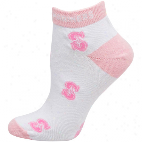 Seattle Maribers Ladies White-pink Allover Team Logo Ankle Socks