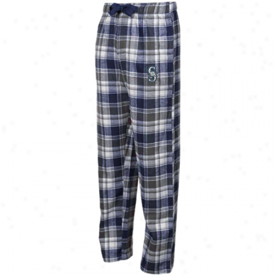 Seattle Marindrs Navy Blue-black Plaid Legend Flannel Pants