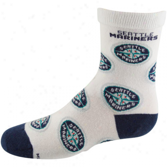 Seattle Mariners Preschool Allover Crew Socks - White