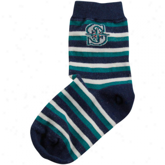 Seattle Mariners Toddler Jest Stripe Socks - Navy Blue/green