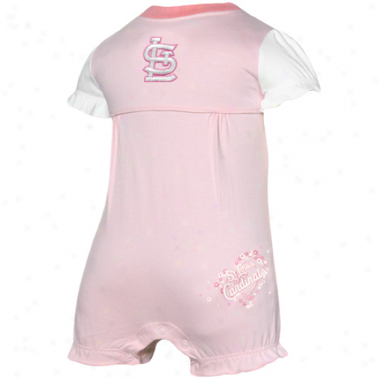 St. Louis Cardinals Infant Girls Pink Ruffled Romper