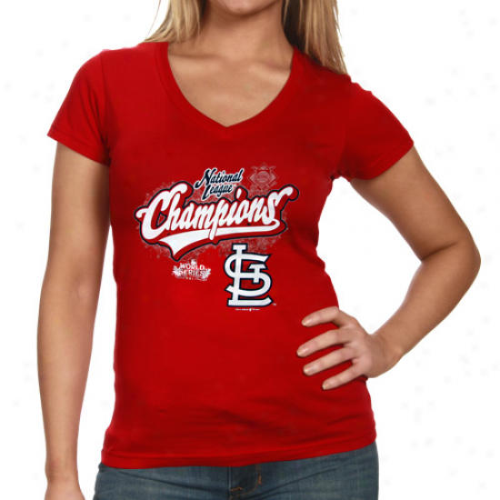 St. Louis Cardinals Ladies 2011 National League Champions Burst T-shirr - Red