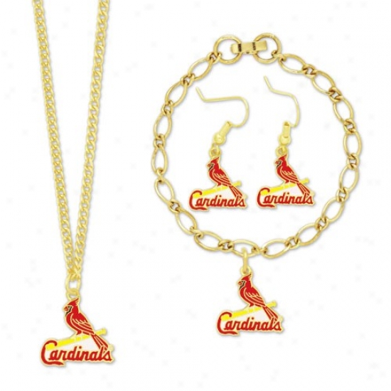 St. Louis Cardinals Ladies Gold-tone Jewelry Gift Set