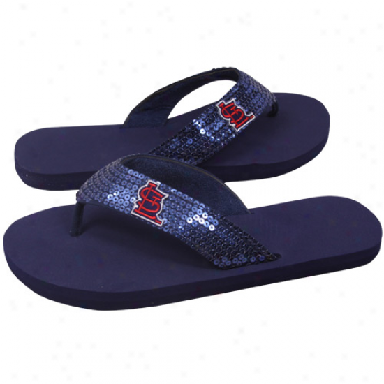 St. Louis Cardials  Ladies Navy Blue Sequin Strop Flip Flops