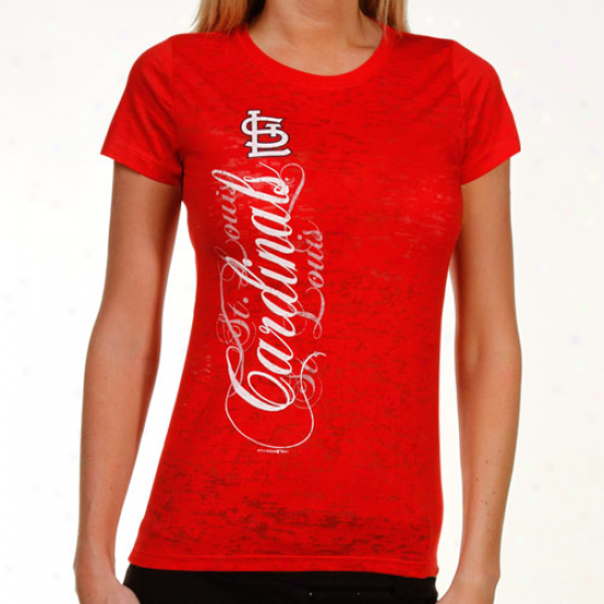 St. Louis Cardinals Ladies Red Basic Sheer Burnout Premium Crew T-shirt