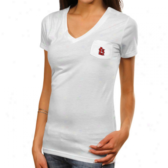 St. Louis Cardinals Ladies Spectrum Tri-blend V-neck T-shirt - White