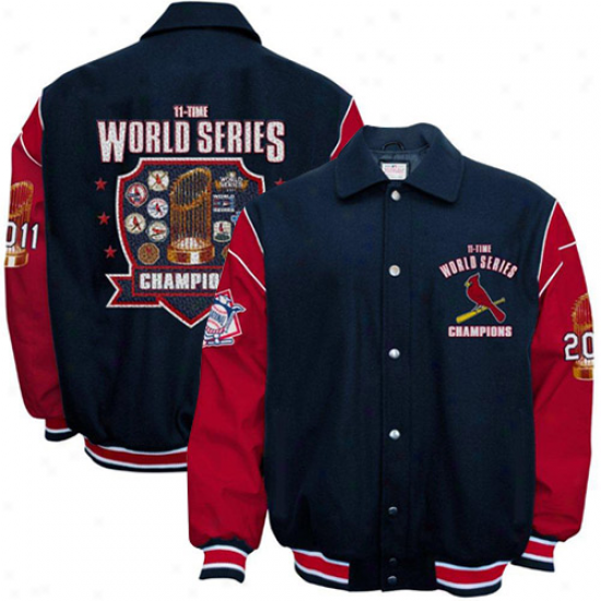 St. Louis Cardinals Navy Blue 2011 World Series Champions Wool/leather Full Button Jacket