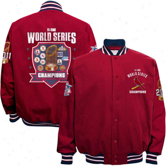 St. Louis Cardinals Red 2011 World Series Champions Cabvas Full Button Jacket