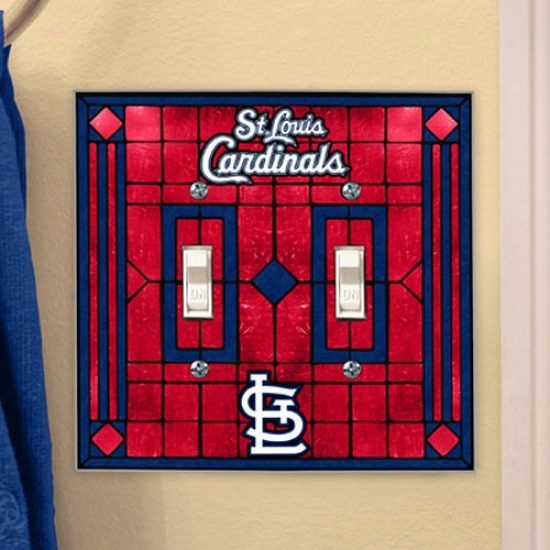 St. Louis Cardinals Red Art-glass Double Switch Plate Cover
