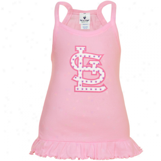 St. Lohis Cardinals Toddler Girls Pink Ruffle Logo Tunic Tank Top