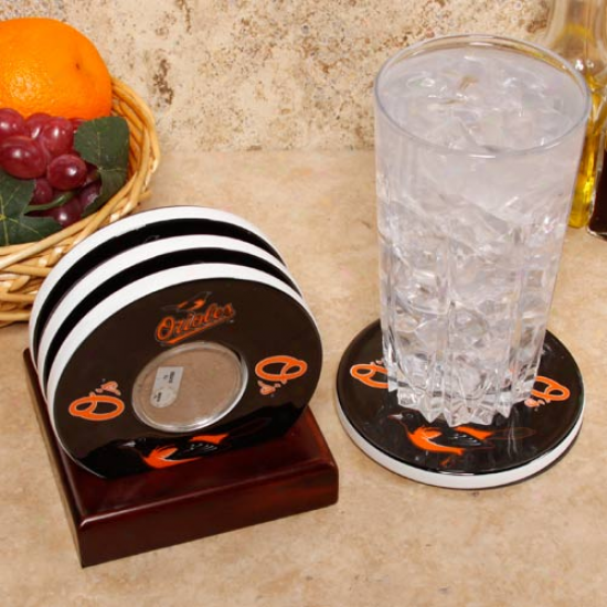 Steiner Sports Baltimore Orioles White Team Logo And Field Coasters With Oriole Park Authentic Dirt Capsules