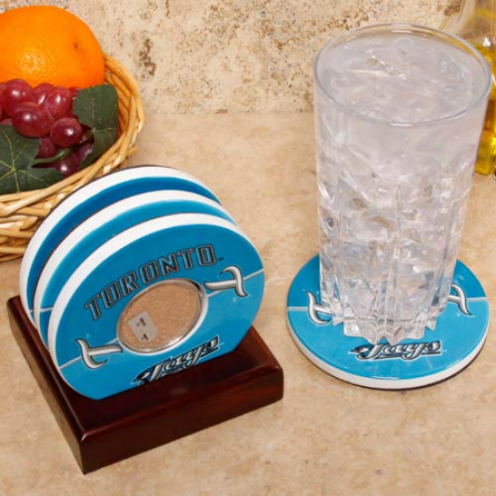 Steiner Sports Toronto Blue Jays White Team Logo And Field Coasters With Rogers Centre Authentic Dort Capsules