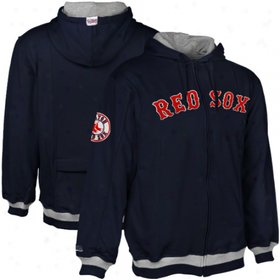 S5itches Boston eRd Sox Navy Blue Original Full Zip Hoodie Sweatshirt