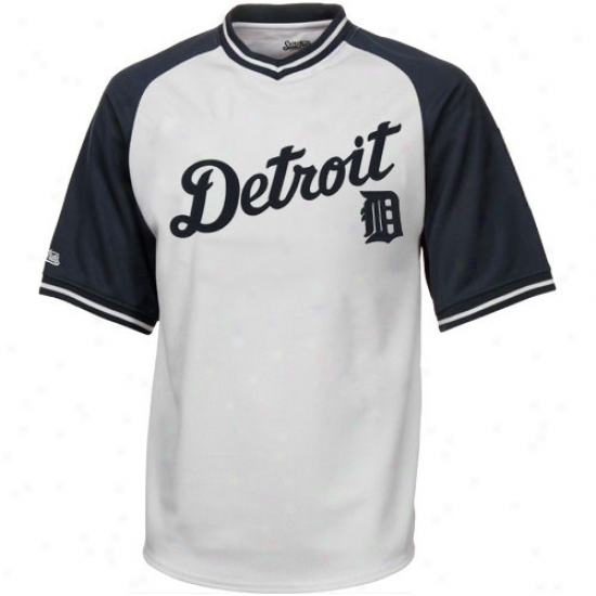 Stitches Detroit Tigers Youth Mesh Pullover V-neck Jersey - White