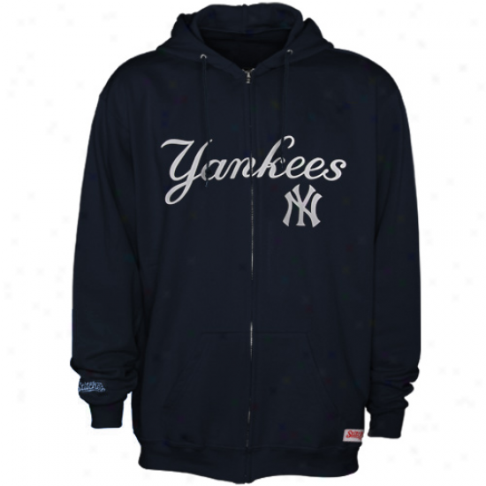 Stitches New York Yankes Navy Blue Team Applique Full Zip Hoodie Sweatshirt