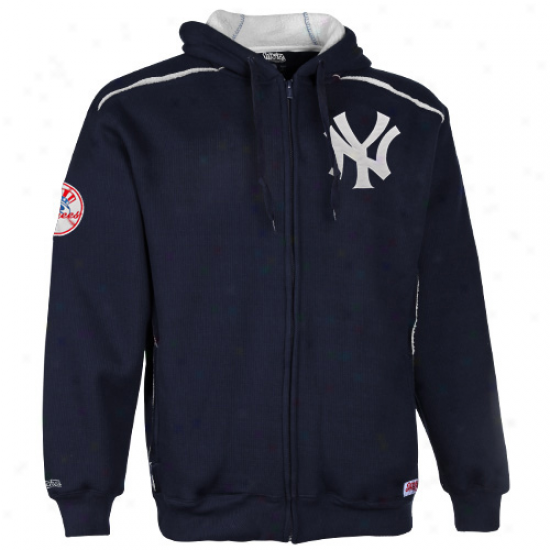 Stitches New York Yankees Navy Blue Warm Sherpa Full Zip Hoodie Sweatshitt