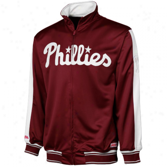 Stitches Philadelpha Phillies Maroon First Base Full Zip Footprint Jacket