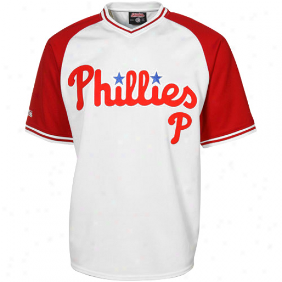Stitches Philadelphia Phillies Youth Mesh Pullover V-neck Jersey - White