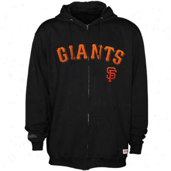 Stitches Sab Francisco Giants Black Team Applique Full Zip Hoodie Sweatshirt