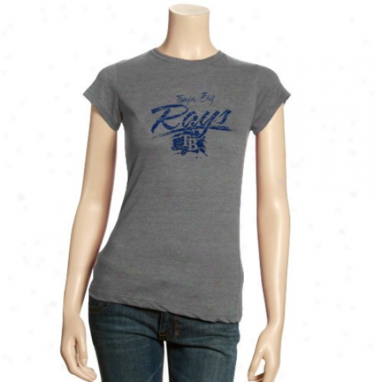 Tampa Bay Rays Ladies Heather Charcoal Scratch Babydoll T-shirt