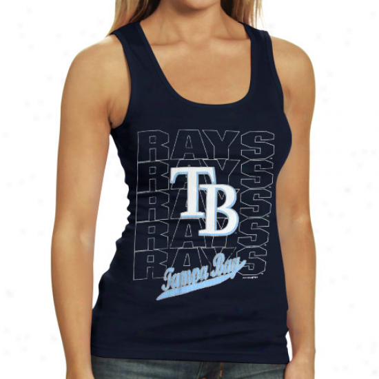 Tampa Bay Rays Ladies Navy Blue Repeater Tank Top