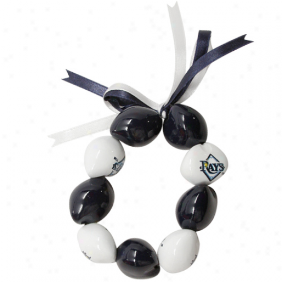 Tampa Bay Rays Ladies Navy Blue-white Kukui Beaded Bracelet