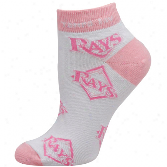 Tamppa Bay Rays Ladies White-pink Allover T3am Logo Ankle Socks